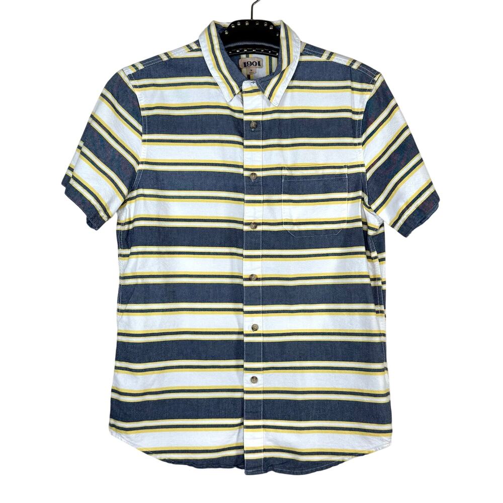 1901 Striped Short Sleeve Button Down Shirt Medium